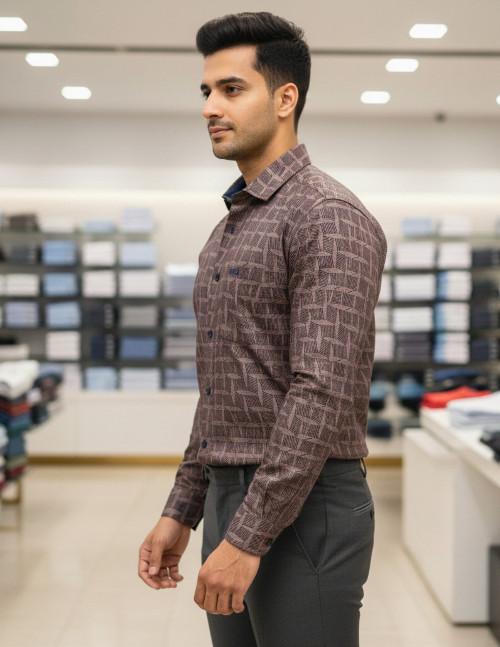 ISTUFF KING Premium Men’s Geometric Print Slim Fit Shirt