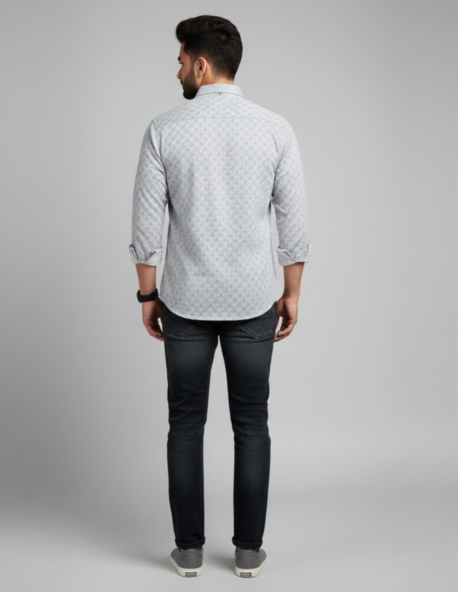 IsTuff King Premium Printed Casual Shirt – Light Grey