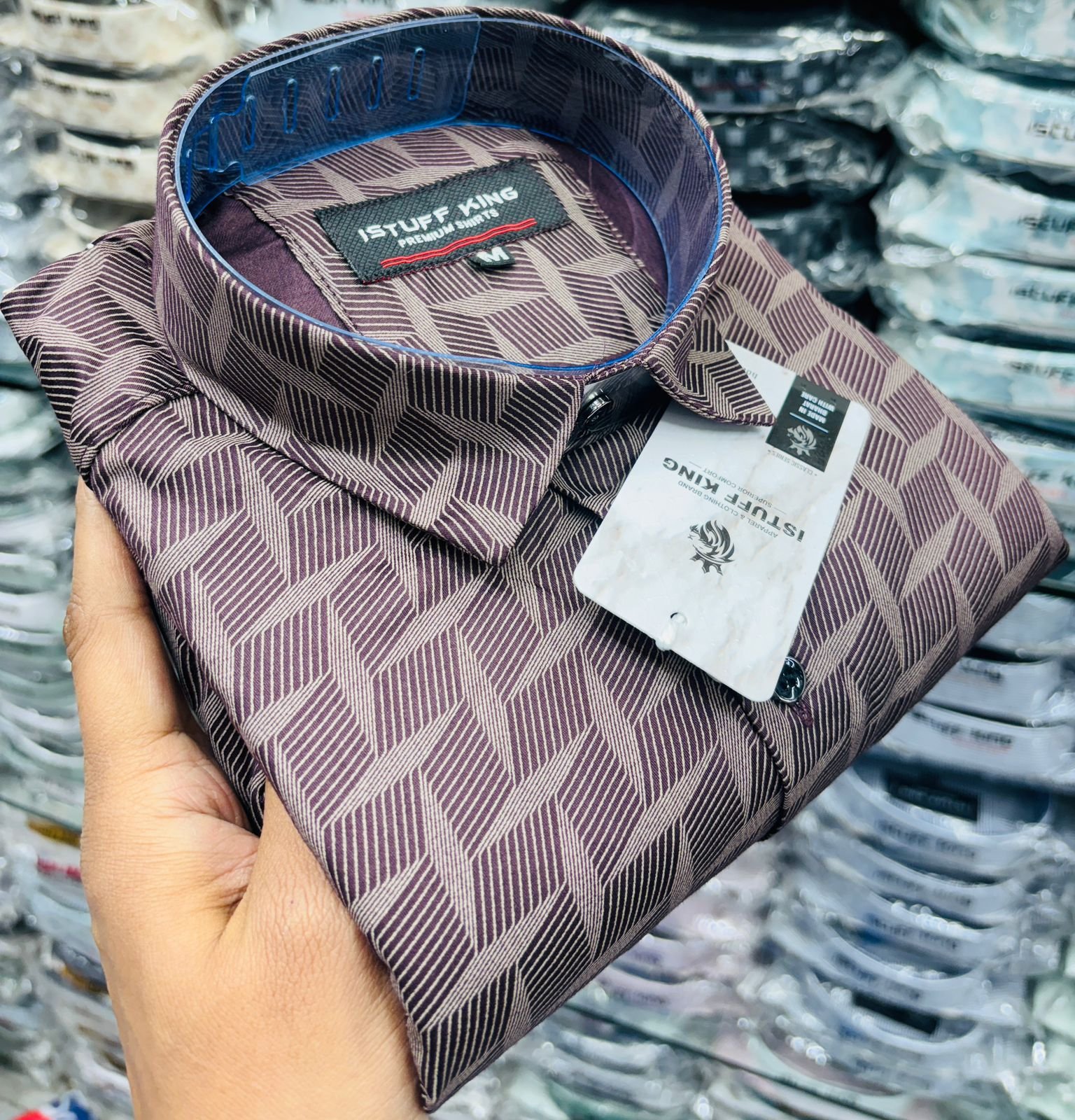 ISTUFF KING Premium Men’s Geometric Print Slim Fit Shirt