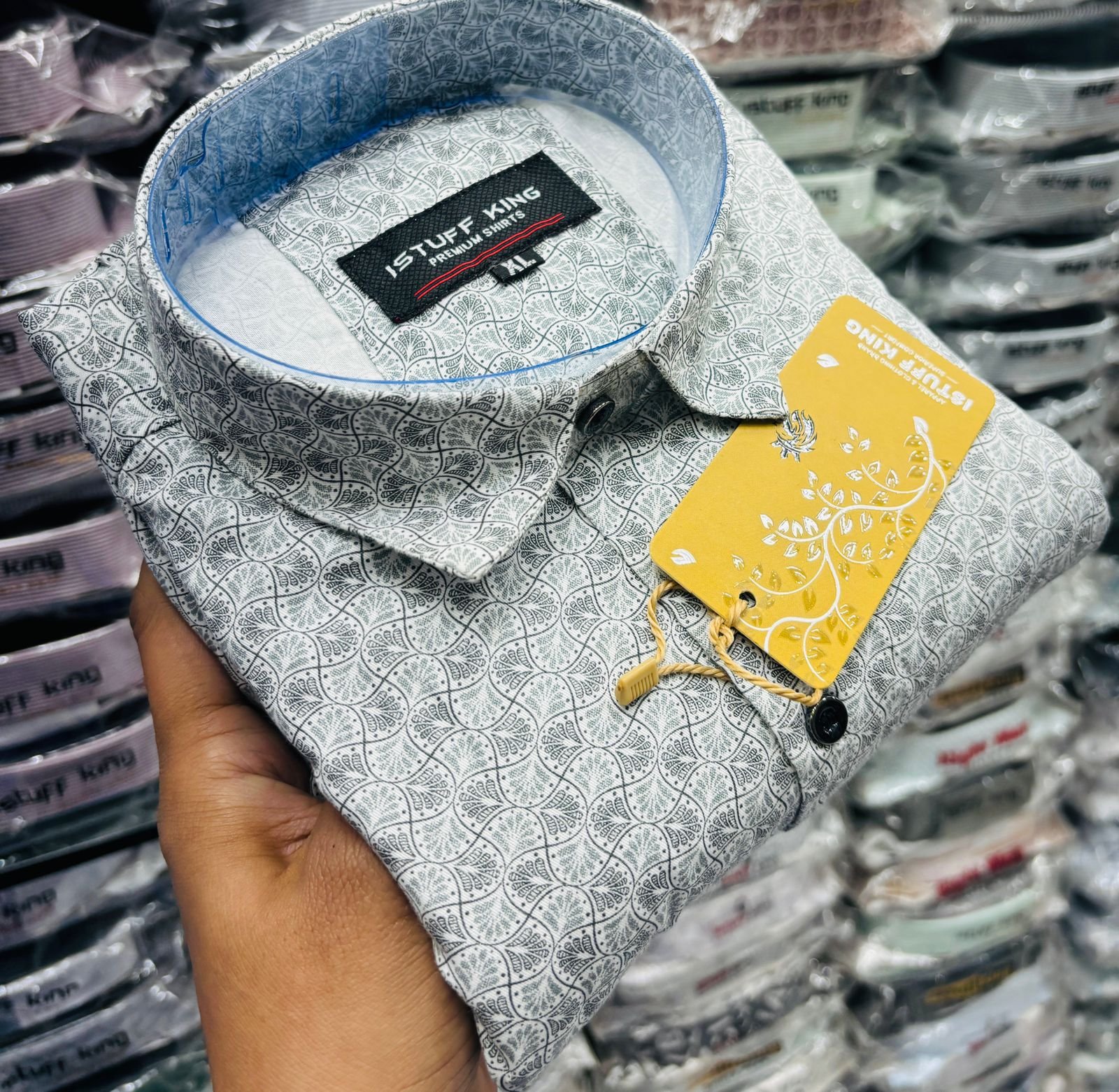 IsTuff King Premium Printed Casual Shirt – Light Grey